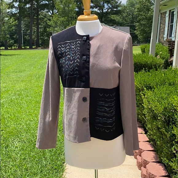 Miss Dorby Black and Brown Patched Blazer - Picture 1 of 5